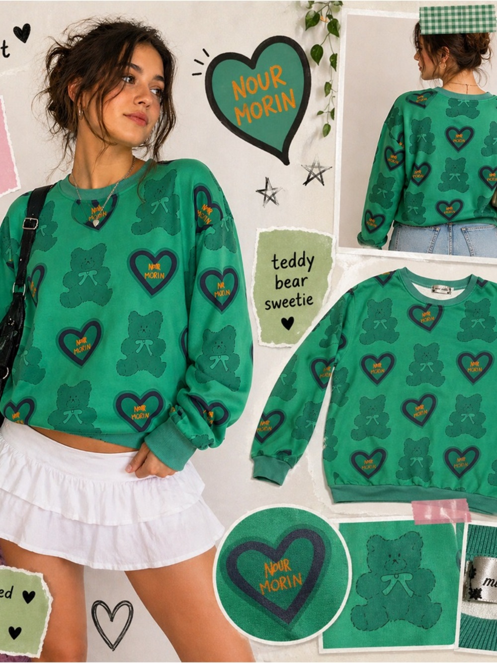 teddy bear sweatshirt AOP coquette/kawaii vibes #y2k#teddybear#boutique